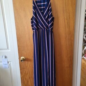 Monteau Navy and Red/White Striped Dress